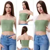 Top de banda sin costuras de punto acanalado con tiras cruzadas que dejan ver el ombligo para mujer Ropa interior deportiva al por mayor