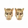 Pendientes de Cabeza de Leopardo de Aguja de Plata Transfronterizos Europeos y Americanos, Diseño de Nicho, Pendientes Únicos y Exagerados, Accesorios de Oreja Ligeros de Lujo de Moda y Tendencia