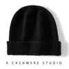 Gorro de Cachemira para Otoño e Invierno, Gorro de Punto Cálido de Color Sólido con Parte Superior Redonda Retro, Gorro de Punto Plano Resistente al Frío y al Viento para Exteriores, Gorro para Clima Frío