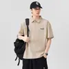 Danpaoni marca de moda americana casual holgada playera tipo polo para hombre estilo cityboy verano nuevo cuello solapa manga de cinco puntos