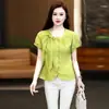 Camisa Feminina Elegante Estilo Coreano de Manga Curta, Novo Modelo de Verão, Estilosa e Versátil, Blusa Rejuvenescedora para Figuras Baixas