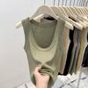 Top Camiseta de Tirantes Fina de Seda Helada de Verano 2026 para Mujer, Cuello en U, Corte Ajustado, Chaleco Exterior sin Mangas que Cubre los Lados del Pecho