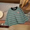 Camiseta de manga larga a rayas de colores contrastantes para niño, estilo coreano, de algodón puro, informal, estilo occidental, para bebé niña.