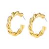 Brincos de Argola Geométrica Lisa de Ouro Real em Latão Europeus e Americanos Transfronteiriços Moda Minimalista Elegante Leve Luxo Estilo Cool Presilhas de Orelha para Mulheres