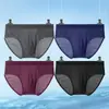 Calzoncillos de malla de seda helada de secado rápido para hombre, ropa interior transpirable de verano fresca con perforaciones