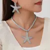 Conjunto de Joyería Colgante de Estrella Exagerada Vacaciones Playa Océano Estrella de Mar Collar Pendientes Transfronterizo Europeo y Americano Personalizado para Fiesta