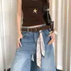 Cinto de Camurça Marrom Estilo Étnico Retrô para Mulheres com Toque de Luxo, Cinto com Fivela de Metal para Combinar com Jeans, Acessório Decorativo