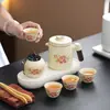 Juego de Té de Oficina de Cerámica Ru de Gama Alta con Diseño de Peonía Vintage, Exquisito Juego de Tazas de Servicio Rápido, Juego para Exteriores para Negocios, Wholesale Personalizable