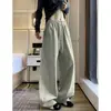 Chegada Nova Outono 2026 Calça de Algodão Pesado 350g Barra Curva Estilo Americano Corte Inclinado Solta Perna Larga Calça de Moletom Casual