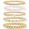 Pulseras de Moda Europeas y Americanas Multicapa con Cuentas para Mujer, Pulseras Apilables de Metal y Perlas de Imitación, Joyería de Venta Caliente en Amazon al por Mayor