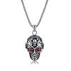 Joyería OPK, collar estilo hip-hop punk con personalidad de calavera de acero de titanio con ojos rojos retro para hombres, transfronterizo europeo y americano