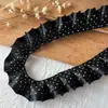 Acessórios de Renda Plissada com Bolinhas Pretas e Rosas de Camada Dupla Material DIY Feito à Mão Tábua de Pintura Fita Acessórios de Cabelo Material para Caderno Decorativo