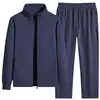 Traje Deportivo Casual de Moda Primavera para Hombre Conjunto de Dos Piezas Cárdigan con Cuello Alto Pantalones Jogger de Pierna Recta Cálido y Cómodo