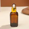 Frasco Quadrado de Vidro Marrom para Óleo Essencial, Frasco com Conta-gotas à Prova de Luz, Frasco Dispensador de Essência, Conta-gotas com Ponta de Borracha Preta, Frasco Dispensador Cosmético