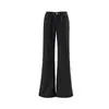 Pantalones largos de mujer de estilo americano, retro, color café, con forro polar cálido, de tiro bajo, acampanados, transfronterizos