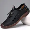 Zapatos de Cuero Calados para Hombre Sandalias de Verano Envío Directo Estilo Caliente Cuero Suave Transpirables Zapatos con Agujeros Calados Sandalias de Cuero con Suela Blanda para Tendones