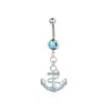 Ancla de Acero Inoxidable Caballo Marino Forma de Corazón Piercing de Ombligo Anillo Azul para Ombligo Joyería para Body Piercing Transfronterizo