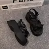 Sandalias Diarias con Lazo Estilo Francés para Mujer, Nueva Moda de Verano 2026, Suela Gruesa, Adecuadas para Combinar con Vestidos, Chanclas de Playa con Correa de Hebilla