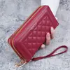 Nuevo Billetera Larga con Doble Cremallera 2025 Moda Europea y Americana para Mujer Bolso de Mano Bordado Billetera Multifuncional Bolso para Teléfono Móvil