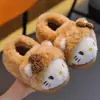 Chinelos de Algodão para Meninas de Inverno, Quentes e Peludos, para Uso em Casa, Combinando Pai e Filho, Antiderrapantes, Design de Gato Fofo, para Crianças Pequenas e Crianças Pequenas, Sapatos de Algodão com Calcanhar Fechado