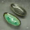 Plato Creativo Estilo Japonés de Cerámica con Esmalte de Color Esmalte Craquelado con Base Hoja de Sauce Plato Sabor Mostaza Plato Frío Aperitivo Plato Pequeño
