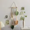 Tapeçaria de Linha de Algodão em Formato de Folha, Tecida à Mão para Decoração de Ambiente, Pendente de Parede para Pousadas, Decoração de Parede Rústica para Hall de Entrada, Estilo Ins