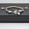 Pulsera de cuentas de vidrio con narcisos de flor real, pulsera de flor de cerezo seca de cinco pétalos, regalo para estudiantes y niños