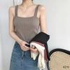 Camisola de Punto Refrescante Camiseta Interior Base para Mujer Top Plano Corto Chaleco sin Mangas Holgado Ropa de Verano para Mujer