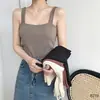 Regata de Tricô Refrescante com Camiseta Básica para Mulheres, Top Curto Reto, Colete Solto Sem Mangas para Mulheres, Roupas de Verão Femininas