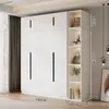 Armario para uso doméstico en el dormitorio, gabinete de almacenamiento de doble puerta, diseño moderno simple, adecuado para apartamentos pequeños y propiedades de alquiler, gabinete de almacenamiento ensamblado de lujo ligero