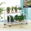 Estante de Flores para Interiores para Uso en el Hogar en la Sala de Estar, Estante de Plantas Móvil de Múltiples Niveles para Suculentas y Plantas Verdes, Estante de Almacenamiento de Hierro Forjado de Pie para Balcón