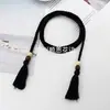 Cinturón Tejido de Algodón Puro Bohemio, Cuerda para Cintura de Hilo de Algodón, Cordón para Ropa Deportiva Casual, Accesorios con Borlas de Estilo Étnico, Ropa