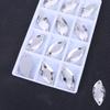 Taladro de costura manual con doble agujero y base plana de sirena para cristal AB blanco, hebilla plana, bricolaje/taladro de gema de doble agujero