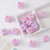 Cuentas Perforadas Cuadradas de Corazón de Conejo Lindo Rosa Dibujos Animados Material Hecho a Mano para Pulsera DIY Cadena de Teléfono Móvil Cuentas Sueltas