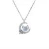 Nuevo Collar de Luna con Gato y Flores Estilo Coreano para Mujer, Cadena de Clavícula de Cobre Personalizada de Lujo Ligero, Gama Alta Nicho Estilo Ins