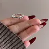 Anillo de Línea de Lazo Dulce para Mujer Ins Simple Viento Frío Anillo de Dedo Explosivo Comida Anillo Abierto Ajustable Moderno