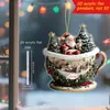 Llavero Colgante Plano de Acrílico Navideño Transfronterizo Papá Noel Muñeco de Nieve Caja de Regalo Llavero de Regalo Festivo Pequeño