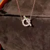 V Ouro Versão Alta Nova Corrente de Clavícula Nariz de Porco Totalmente Diamantada Pingente Pequeno Q Feminino Luxo Leve Simples Ouro Rosa Colar Y