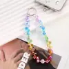 Correa de teléfono corta con diamantes brillantes de moda coreana y japonesa, cadena para teléfono con cuentas de cristal de terrón de azúcar, accesorio de muñeca fresco y simple