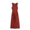 Vestido feminino estilo europeu e americano, cor sólida, sem mangas, colete longo, verão 2024, Spice Girl, falso, 2 cintura, renda