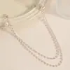 Cadena de Pecho Sexy con Borlas de Doble Capa para Mujer 2025 Nuevo Estilo Discoteca Cadena para Pezones Cadena de Pecho de Perla Artificial Cadena Corporal