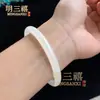 Xinjiang Hotan Jade de Seda Dorada Jade Blanco Pulsera Fina Redonda de Jade para Mujer Pulsera de Jade Blanco Grasa de Cordero Suministro de Jade Jade