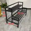 Soporte para Flores Engrosado Interior Hierro Forjado de Pie Multicapa con Ruedas Balcón Exterior Simple Estante de Almacenamiento Reforzado Soporte Móvil para Flores
