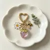 Chaveiro fofo de morango em formato de coração, estilo girly e doce, acessório de pingente de flor para bolsa, popular para o Dia dos Namorados