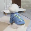 Ropa de Dos Patas para Perro Mascota Otoño e Invierno Engrosada Cálida Ropa para Mascotas Bichón Teddy 26 Chaqueta de Algodón de Dos Patas de Mezclilla