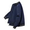 Jaqueta Listrada com Gola de Baseball para Primavera e Outono Estilo Coreano Masculino Tendência Solta Cor Sólida Versátil Corta-vento Roupa Exterior Esportiva Masculina