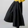 Pantalón Falda Ancho de Pierna Holgado de Nuevo Estilo Talla Grande con Cintura Alta Elástica, Pantalones Acampanados Crop Delgados Casuales para Estudiantes
