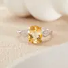 Anillo de plata de ley S925 con oro de 18 quilates, color natural, cristal tesoro, simple, alta calidad, anillo para dedo de comida, joyería de energía de la suerte, venta al por mayor