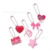 Estilo Femenino Rosa Cadena de Cuentas de Corazón de PVC Encanto Llavero de Estrella con Lazo Accesorio para Bolso Colgante Pequeño Regalo