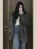Jaqueta de Tricô Shijia 2024 Inverno com Franjas Decote V Manga Longa Cardigan Retrô Suéter Feminino Preguiçoso de Comprimento Médio